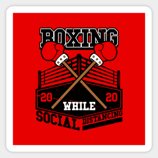 Funny Inventions Boxing While Social Distancing Retro Vintage Original Poster Sticker